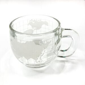 Vintage 70s The Nestle Co Inc - Etched Glass World Globe Mug Heavyweight